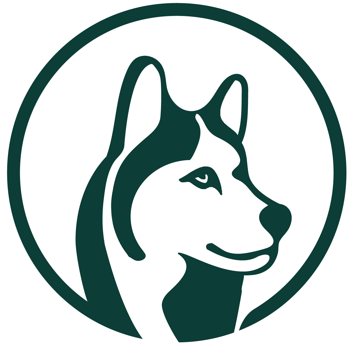 a pup above logo